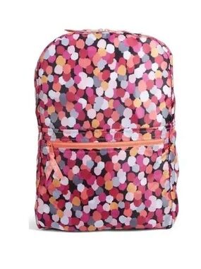 Vera Bradley Lighten Up Just Right Backpack Pixie Confetti Pink + Lanyard ID